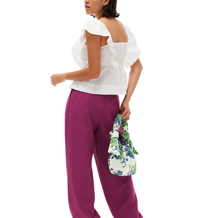 GANNI Ruffled Poplin Sleeveless Blouse-2