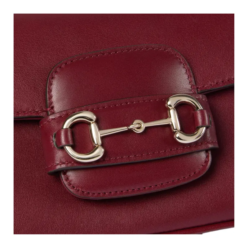 GUCCI Horsebit 1955 Leather Shoulder Bag, Crossbody Bag, Handbag Trumpets Women's Burgundy-6