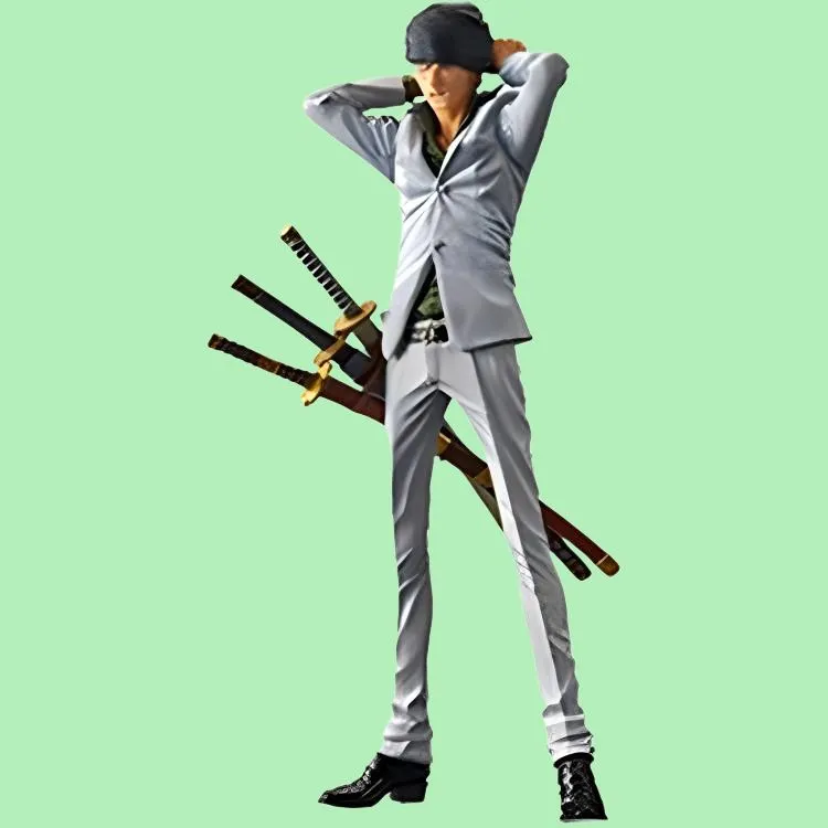 BANPRESTO Roronoa Zoro Glass Factory King Of Artist One Piece Roroya Zoro White Ver. Scale Figures 26cm-4