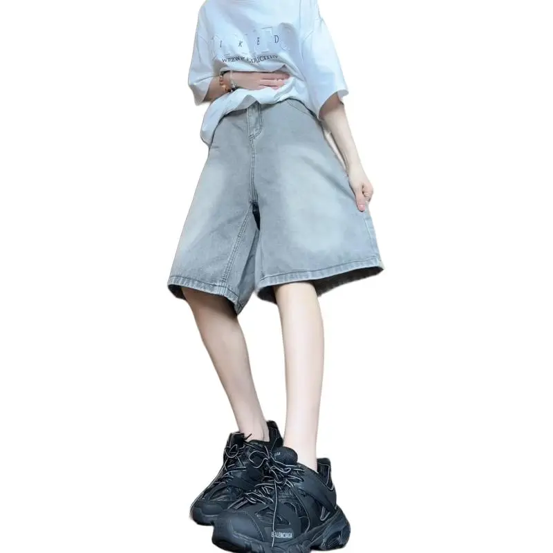 Ordifen Denim Shorts Women's Gray-3