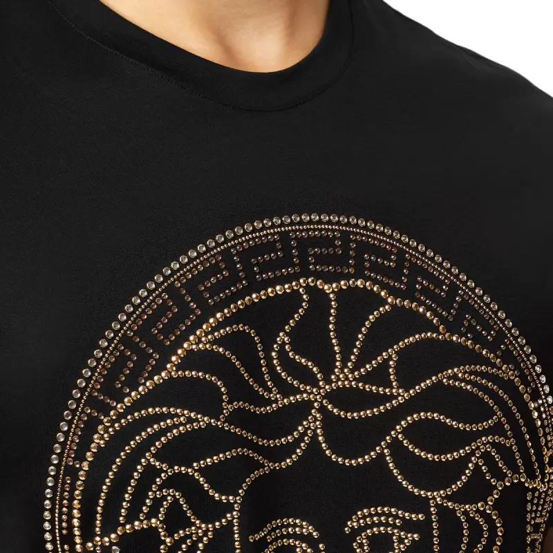 VERSACE Logo Embellished Crewneck T Shirt-4