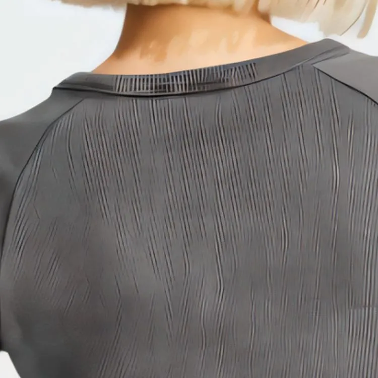 Adidas Women's Ribbed Long Sleeve Crop Top Black-3
