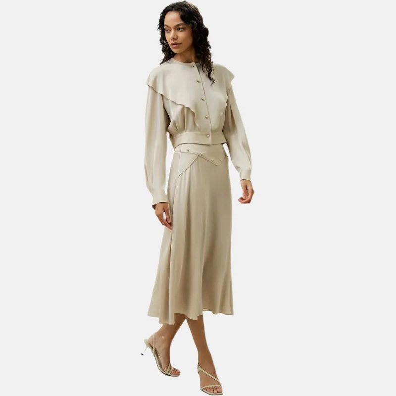 LILIXIUKE Skirt Set Women's Beige Camel-1