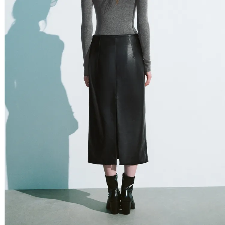 URBAN REVIVO Leather Long Skirts Women's-6