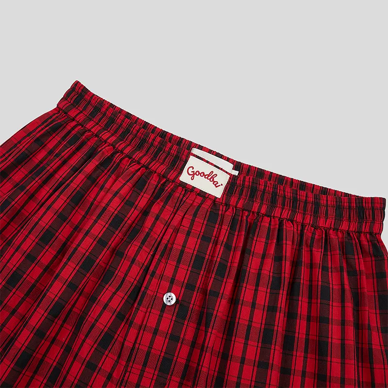GOOD BAI SS24 New Year Collection Casual Shorts Women's Red Plaid-2