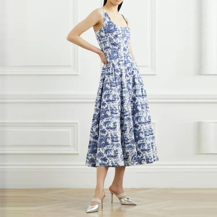 Staud Wells Floral Print Sleeveless Midi Dress-1