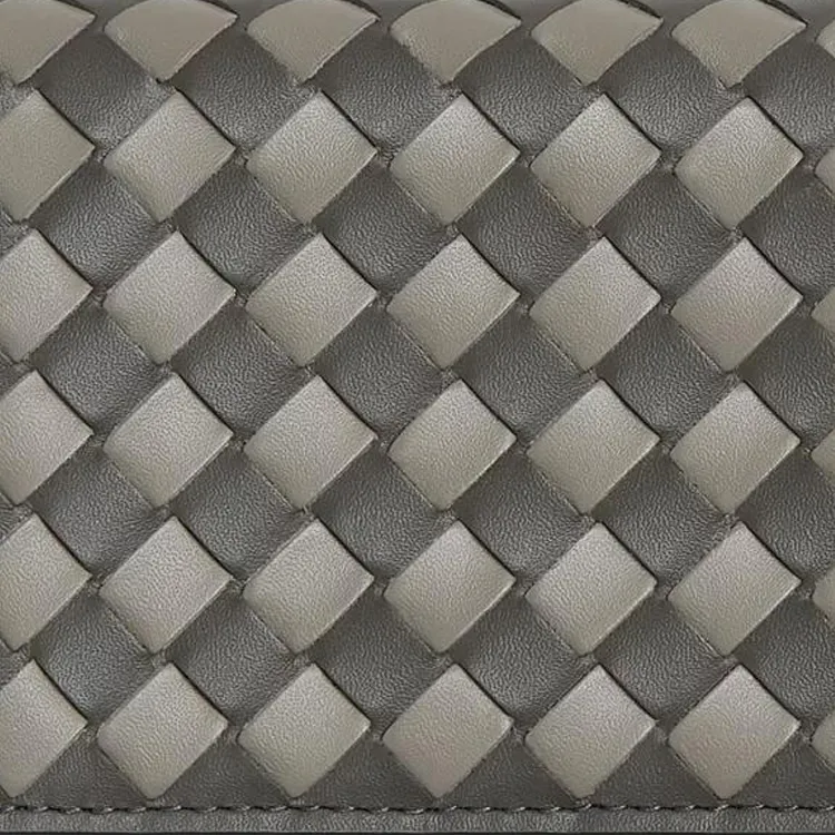 Bottega Veneta Intrecciato Calfskin Card Holder Men's Light Gray & Dark Gray-3