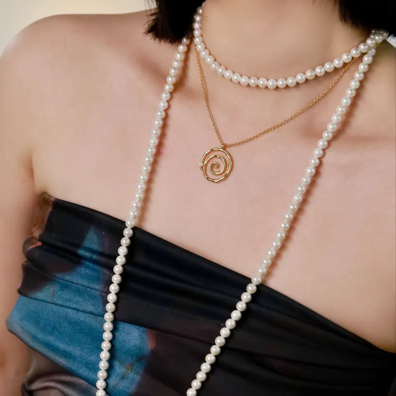 MSCAT Brass Thickened Rhodium Plated Necklaces Women's-1