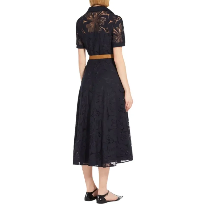 MaxMara Studio Lace Detailed Belted Dress-3