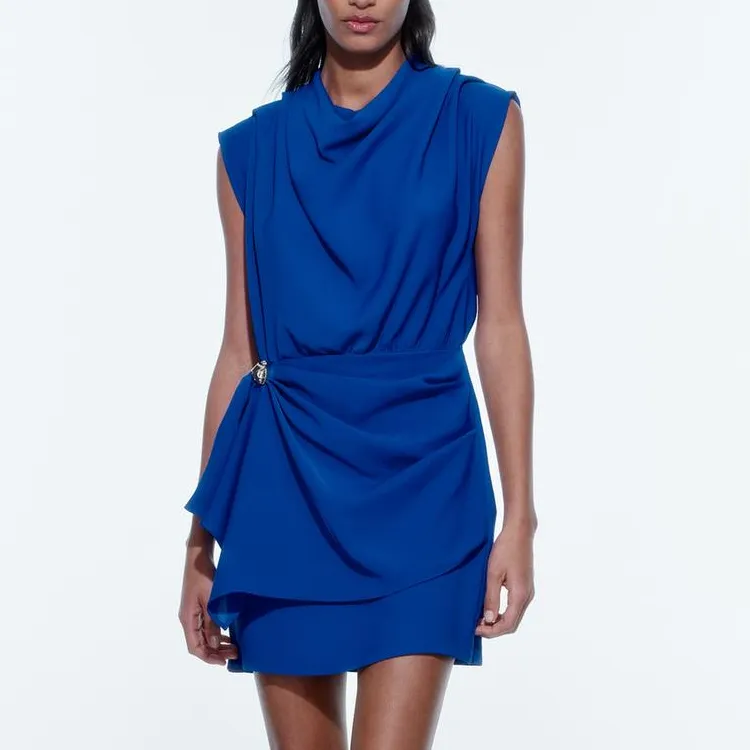 ZARA Sleeveless Dress Women's Dark Blue-1