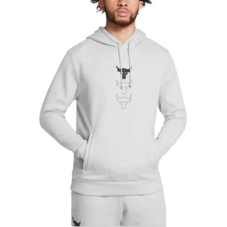 Under Armour x JUSHIQIANGSEN LIANMINGKUAN ProjectRock FW24 Rival Flc Sweatshirt Men's Halo Gray-2