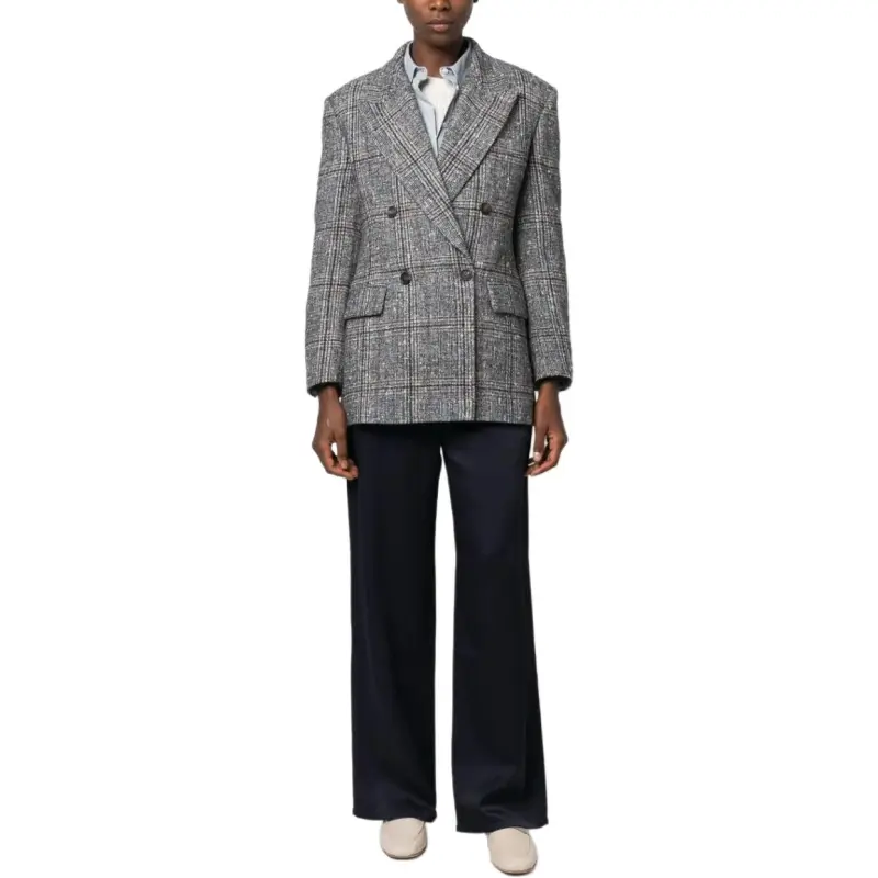 Brunello Cucinelli Checked Double Breasted Tailored Blazer-2