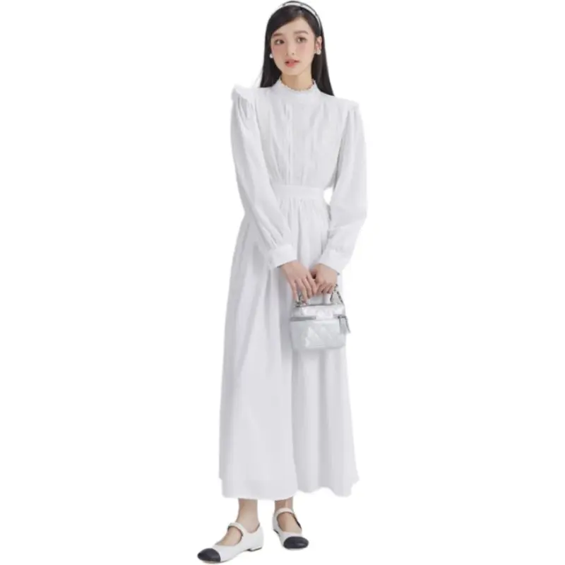 DEAR DEER PUFF Long Sleeved Dress Women's White-3