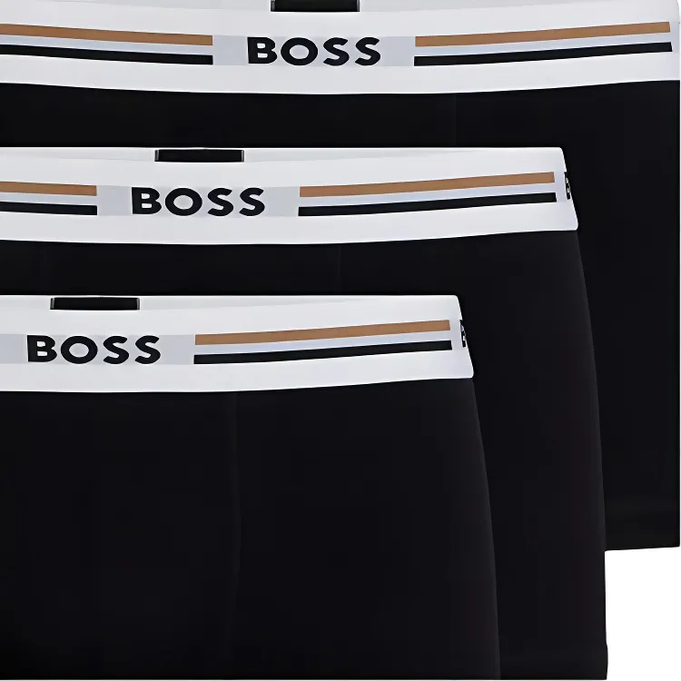 HUGO BOSS Logo Waistband Three Pack Of Stretched Trunks-2