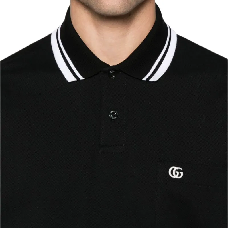 GUCCI Logo Embroidered Short Sleeve Polo Shirt-3