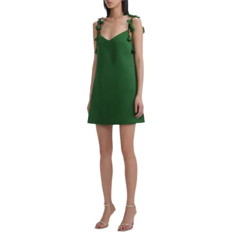 Self portrait Satin Flower embellished Mini Dress-2