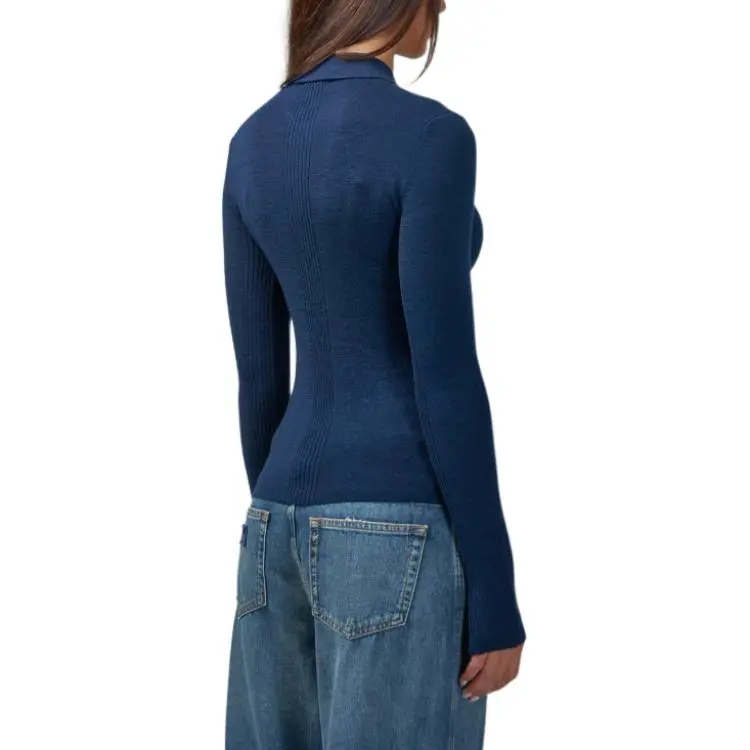 GANNI Long Sleeved Knit Polo Top-4