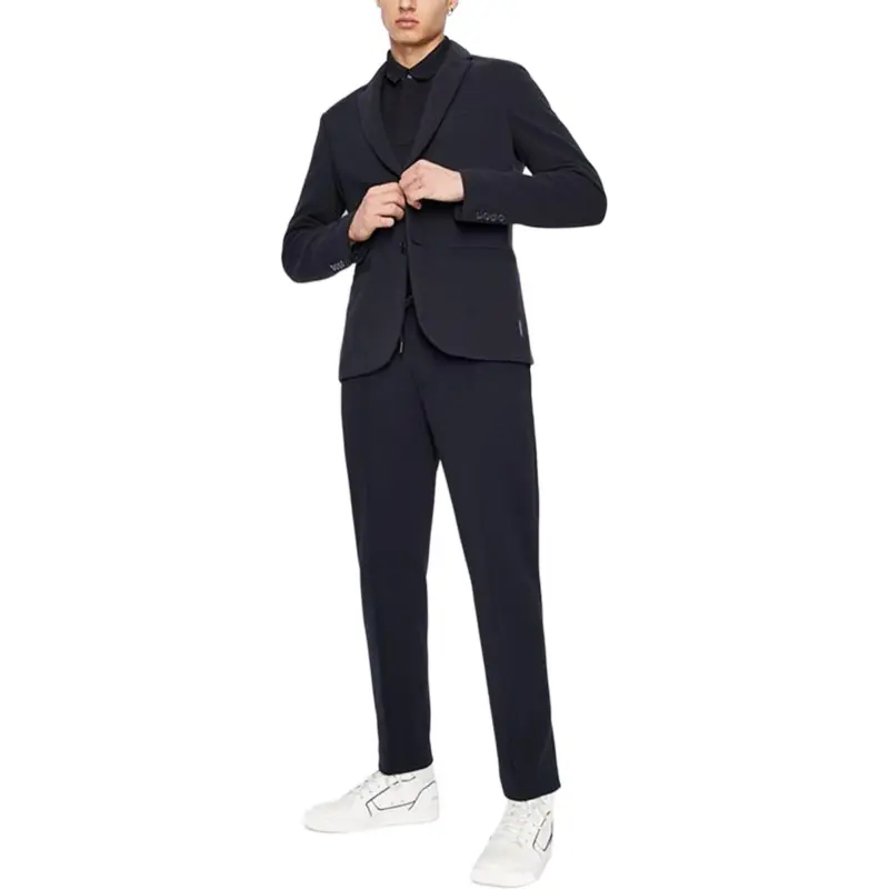 ARMANI EXCHANGE Logo Embroidered Long Sleeved Polo Shirt-3