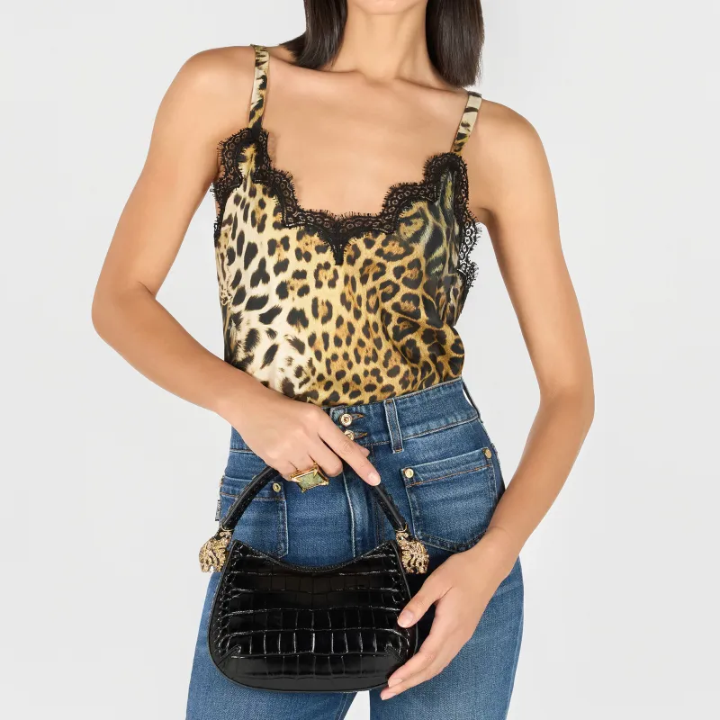 Roberto Cavalli Leather Handbag Medium Size Women's Black-4