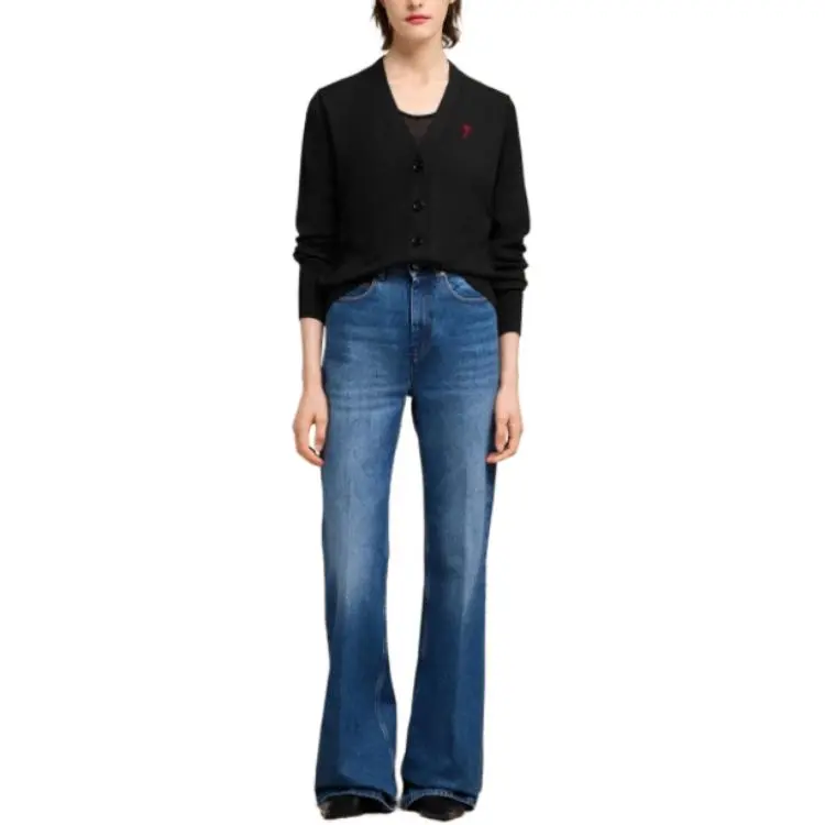 Ami Paris Ami De Coeur Logo Embroidered Buttoned Cardigan-6