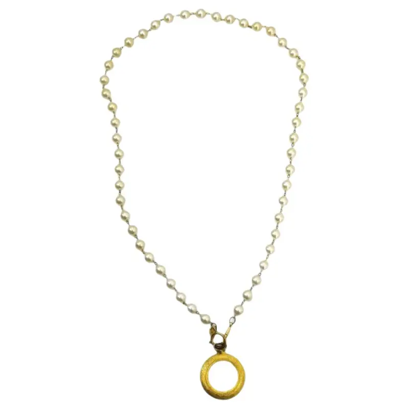 CHANEL 1990 2000s Faux pearl Chain Necklace-1