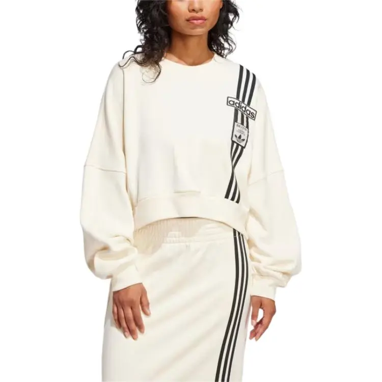 Adidas Women's Adibreak Cropped Sweatshirt Cream White-2