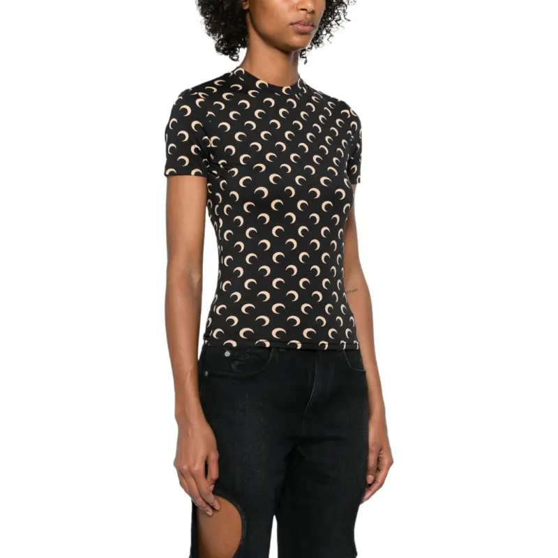 Marine Serre Crescent Print Crewneck T Shirt-3