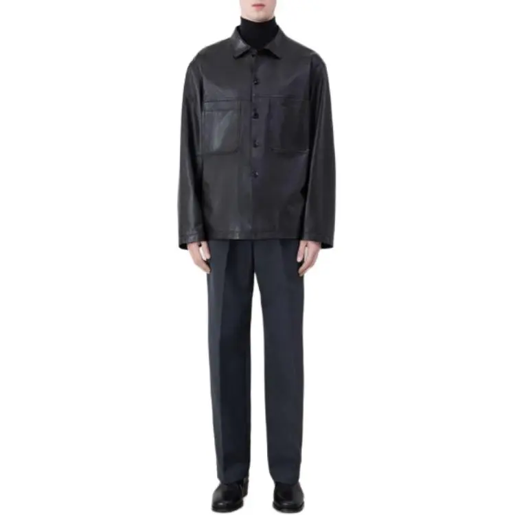 Lemaire Stand Collar Leather Jacket-1