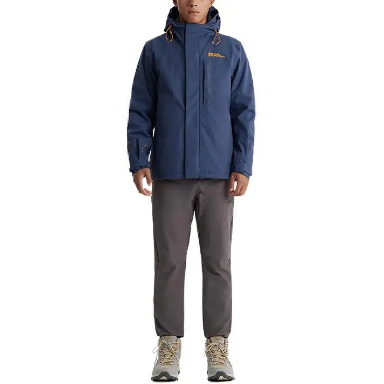JACK WOLFSKIN Windbreaker Jackets Men Midnight Dark Blue+Accessory-5