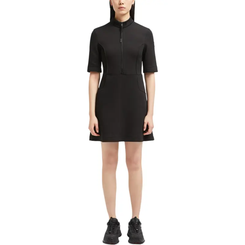 Moncler Year Of The Snake Patch Neoprene Mini Dress Black-1