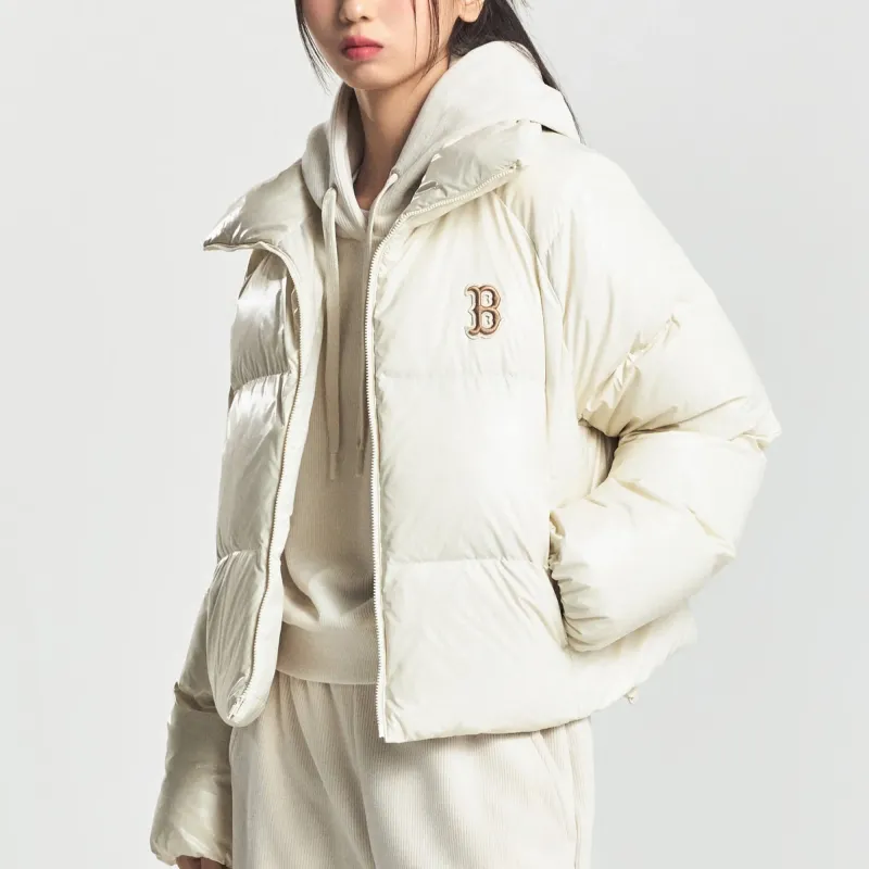 MLB RED SOX Boston Red Sox Glossy Curve Down Jacket Women's White-4
