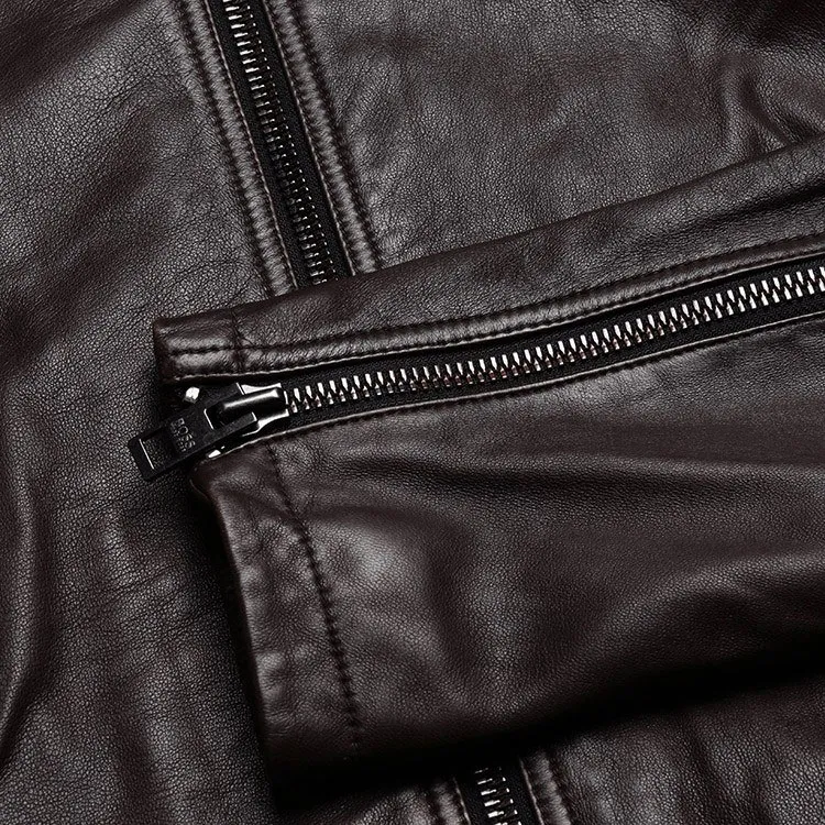 HUGO BOSS Leather Jacket Coat Men's Brown-4