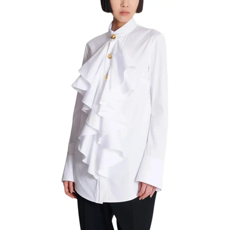 BALMAIN Ruffled Poplin Shirt-5