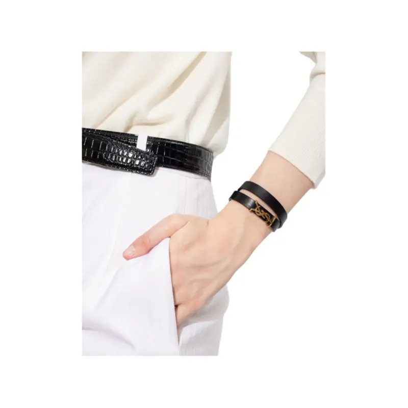 SAINT LAURENT Opyum Double Wrap Bracelet In Leather And Metal-2