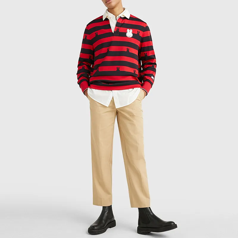 Miffy X Tommy Hilfiger Polo Shirts Unisex Red Blue Stripes XLG-2