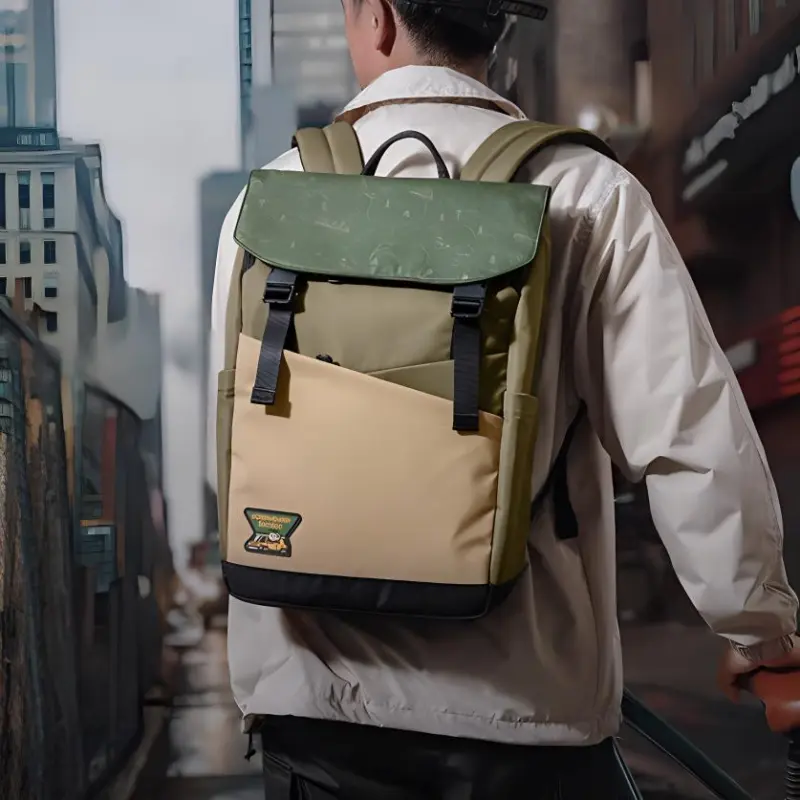 Tomtoc Jiasu Industrial, Collaboration Polyester Backpack Medium Size Men's Unit Green-4