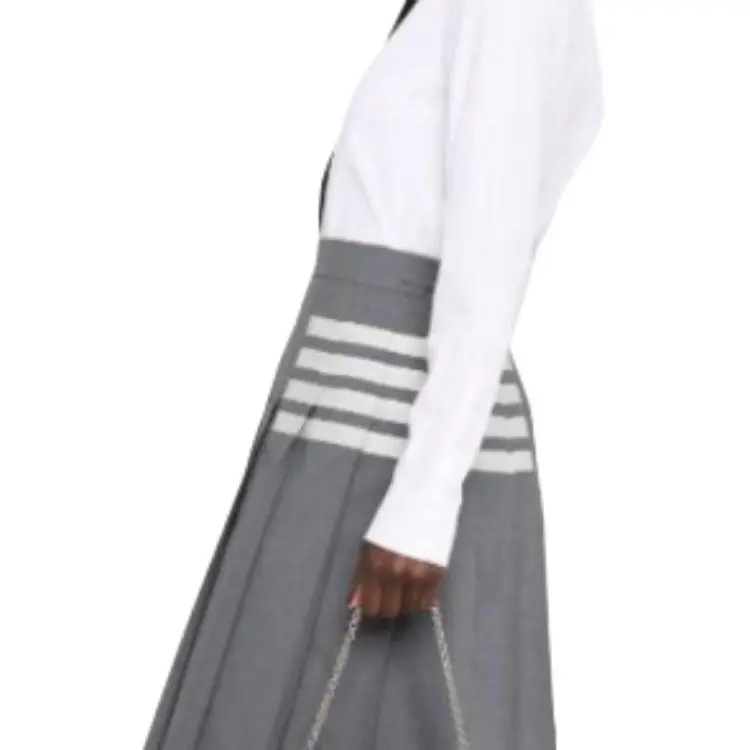 THOM BROWNE Pleated Asymmetric Midi Skirt-5