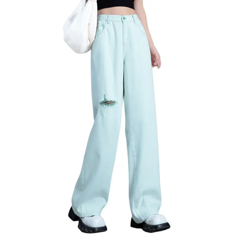 You Cow Me Pants Jeans Women's White Green-5