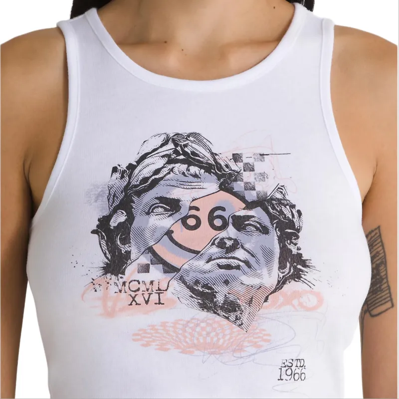 Vans Broken Fitted Tank Tops Women's White-1