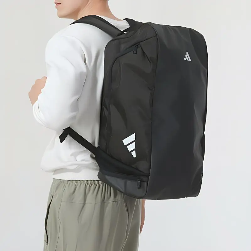 Adidas Recycled Polyester Plain Weave Fabric Travel Bag Medium Size Unisex Black-4