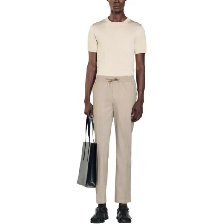 Sandro Drawstring Wool Tailored Trousers-1