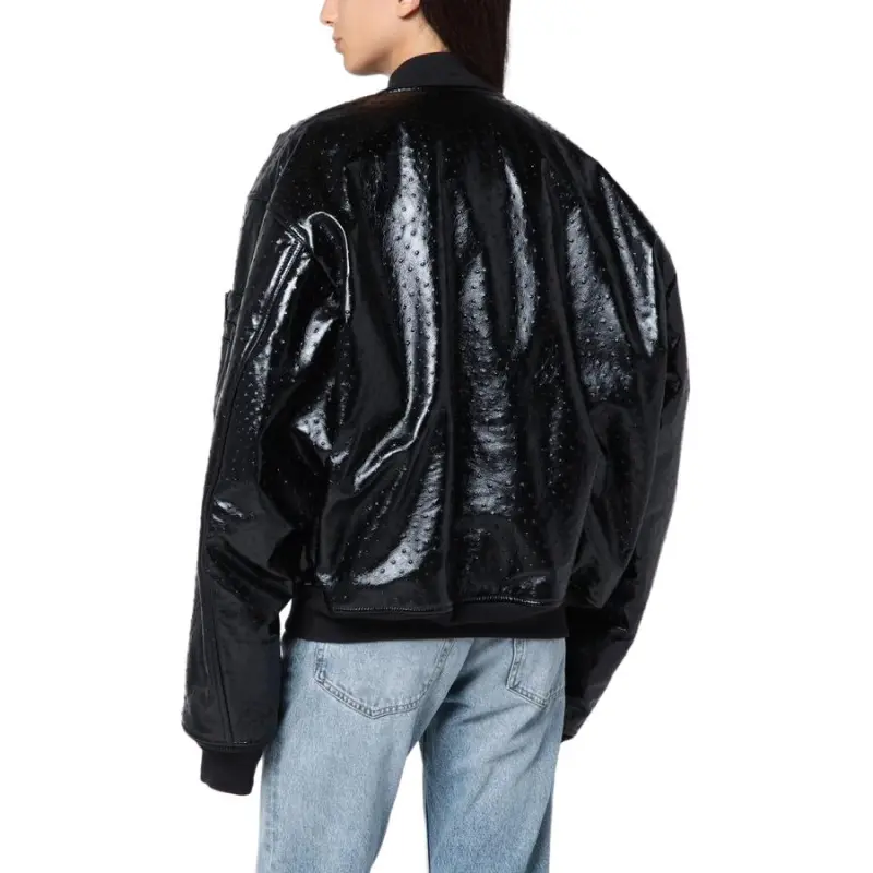 Balenciaga Leather Bomber Jacket-4