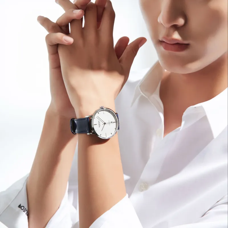 RARONE Master Collection Elegance Mechanical Movement Genuine Leather Strap Watch Men's Watches White Dial-9
