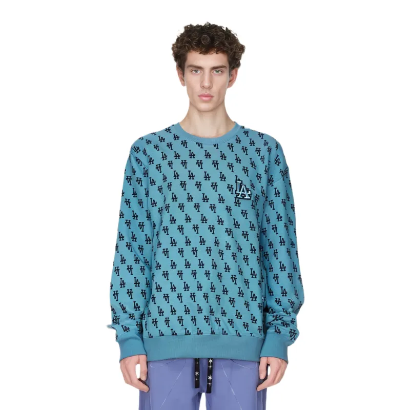 MLB MONOGRAM Series Los Angeles Dodgers Sweatshirt Unisex Dark Sky Blue-2