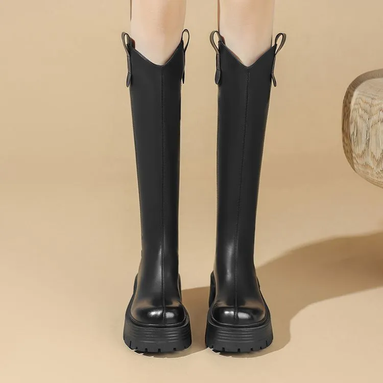 KEKAFU Knee high Boots Women's Black/Brown/Khaki-5