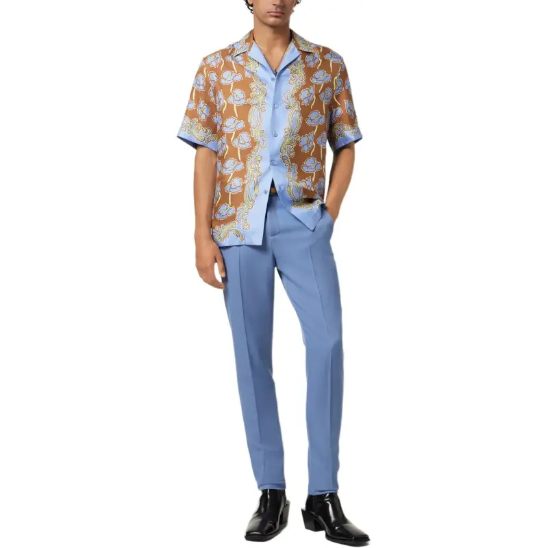 VERSACE Poppies Foulard Silk Shirt-1