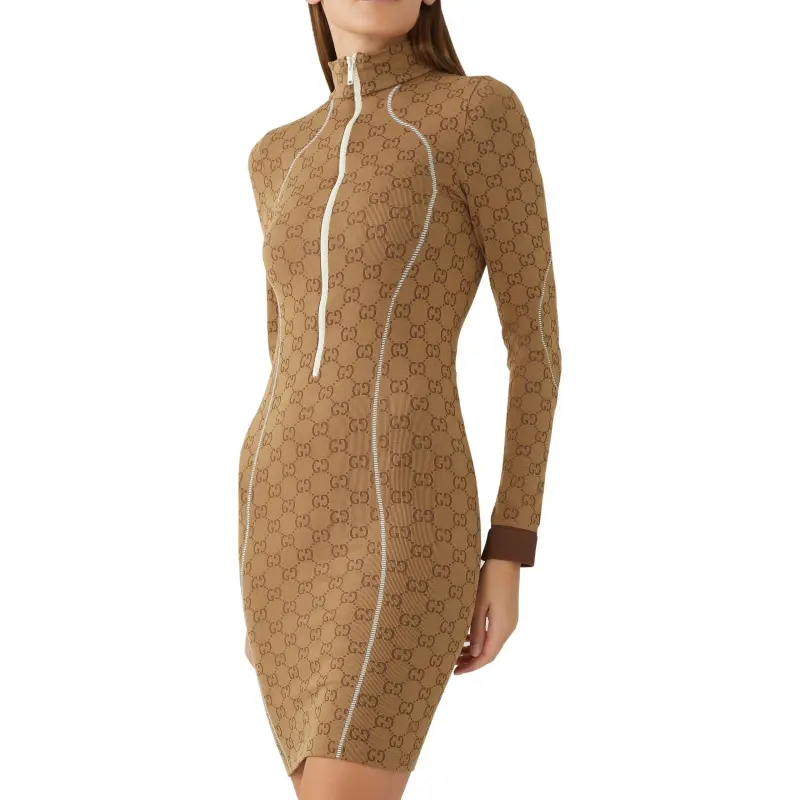 GUCCI Gg Jersey Jacquard Dress 'Beige/Ebony'-1