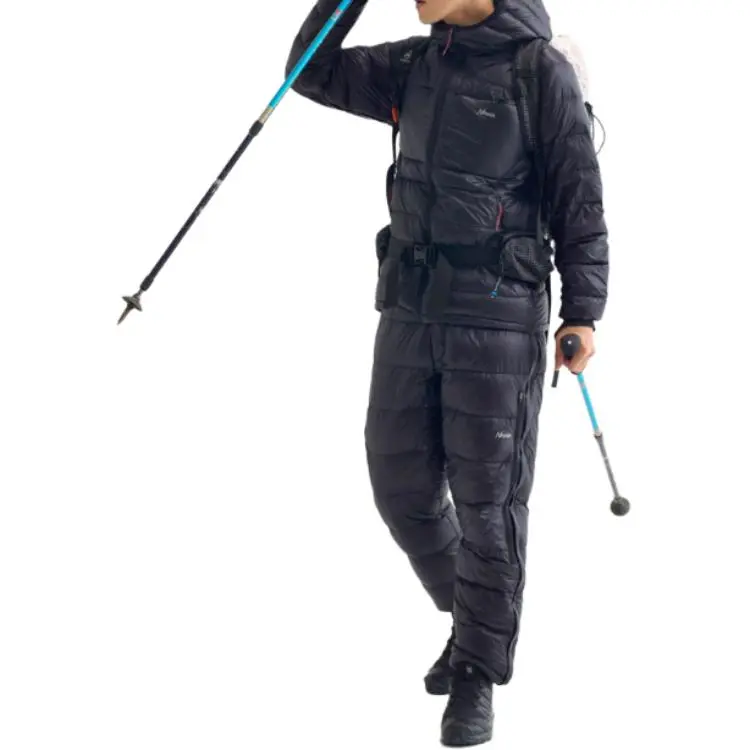 NANGA DOWN ZIP HOODIE Down Jacket Men's Black/Light Gray-2