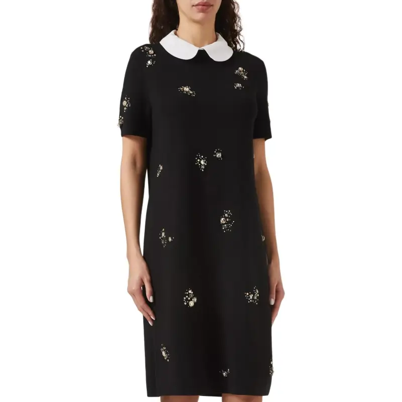 TORY BURCH Embellished Poplin Collar Sweater Dress-4