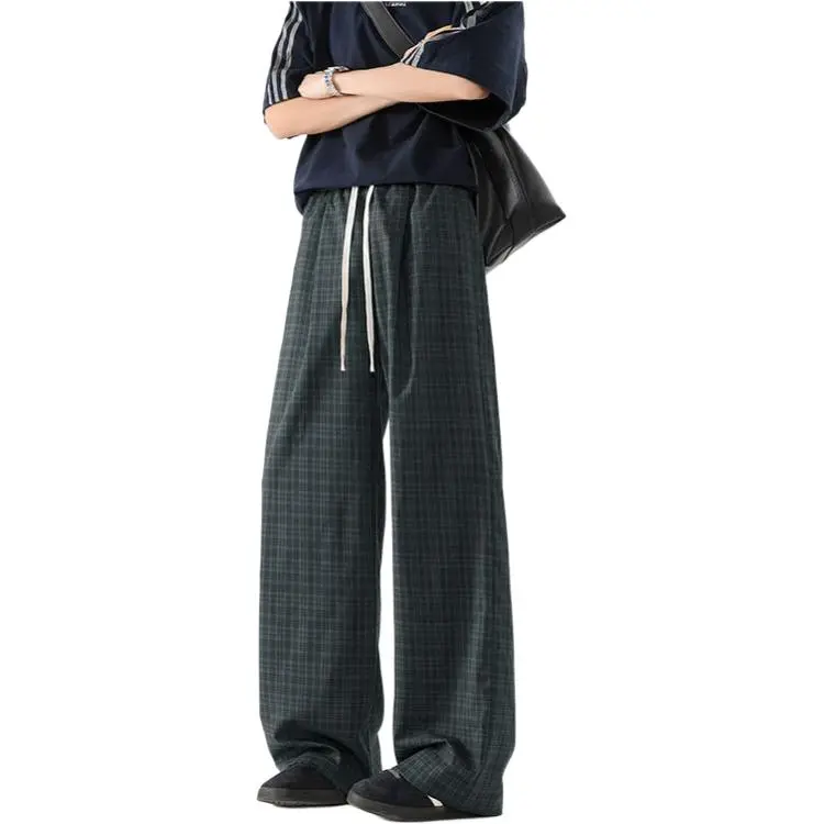 BEAR UNION Casual Pants Unisex Black White Plaid-4